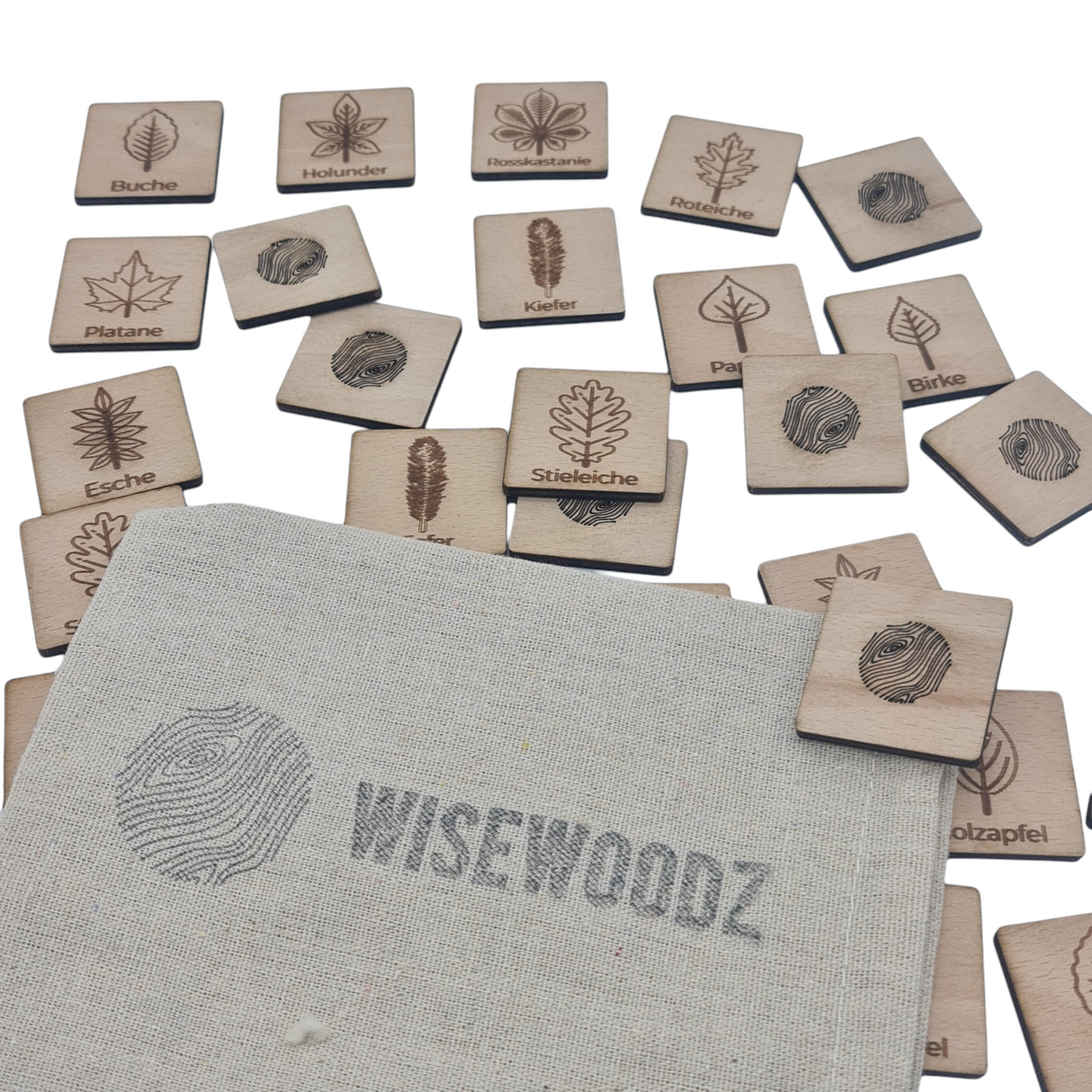 Wisewoodz Baumblätter-Memoriespiel aus Holz
