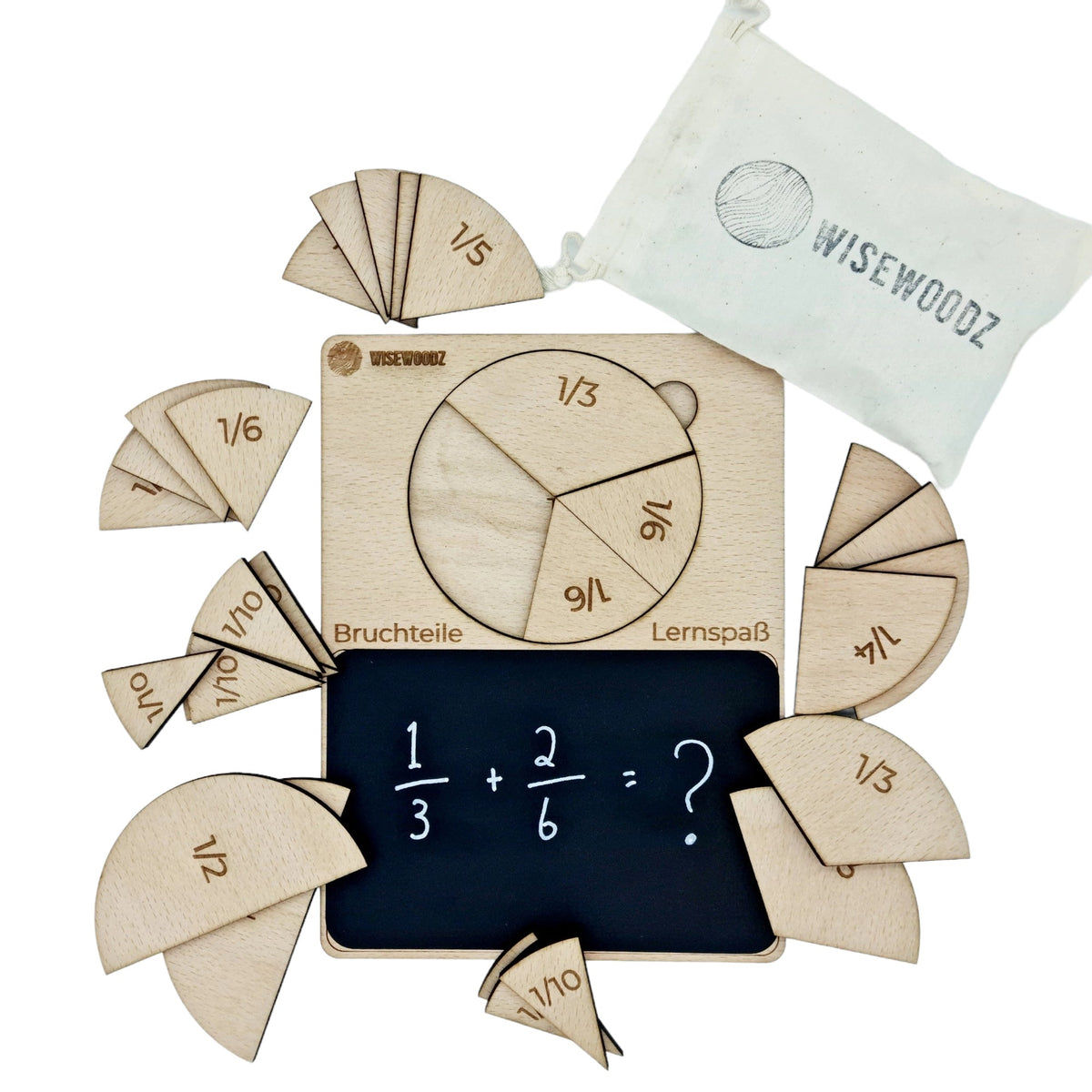 Wisewoodz Fun Fractions Board made from wood Ecofriendly Learning