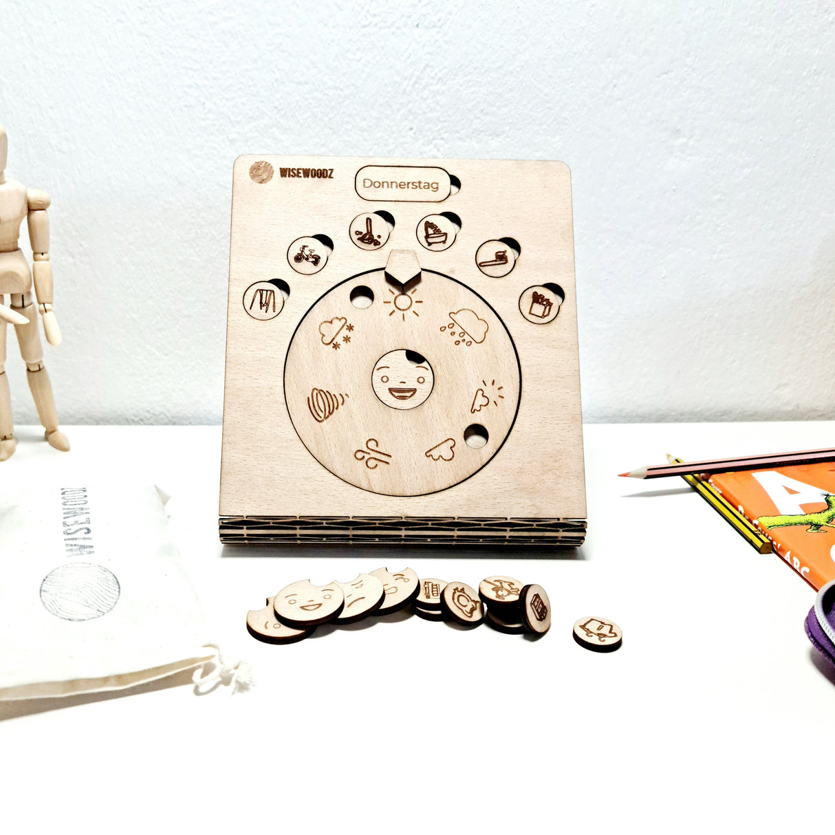 Mini-Tagesplaner für kleine Kinder mit Tagen, Gefühlen, Wetter und Routinen