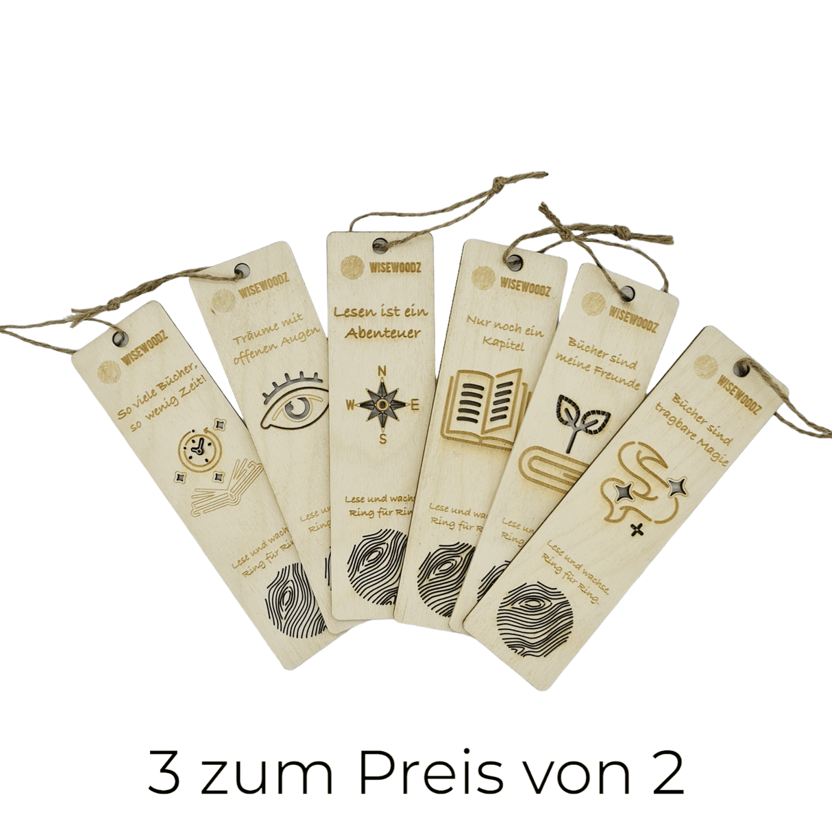 Wisewoodz inspirierender Lesezeichen aus Holz