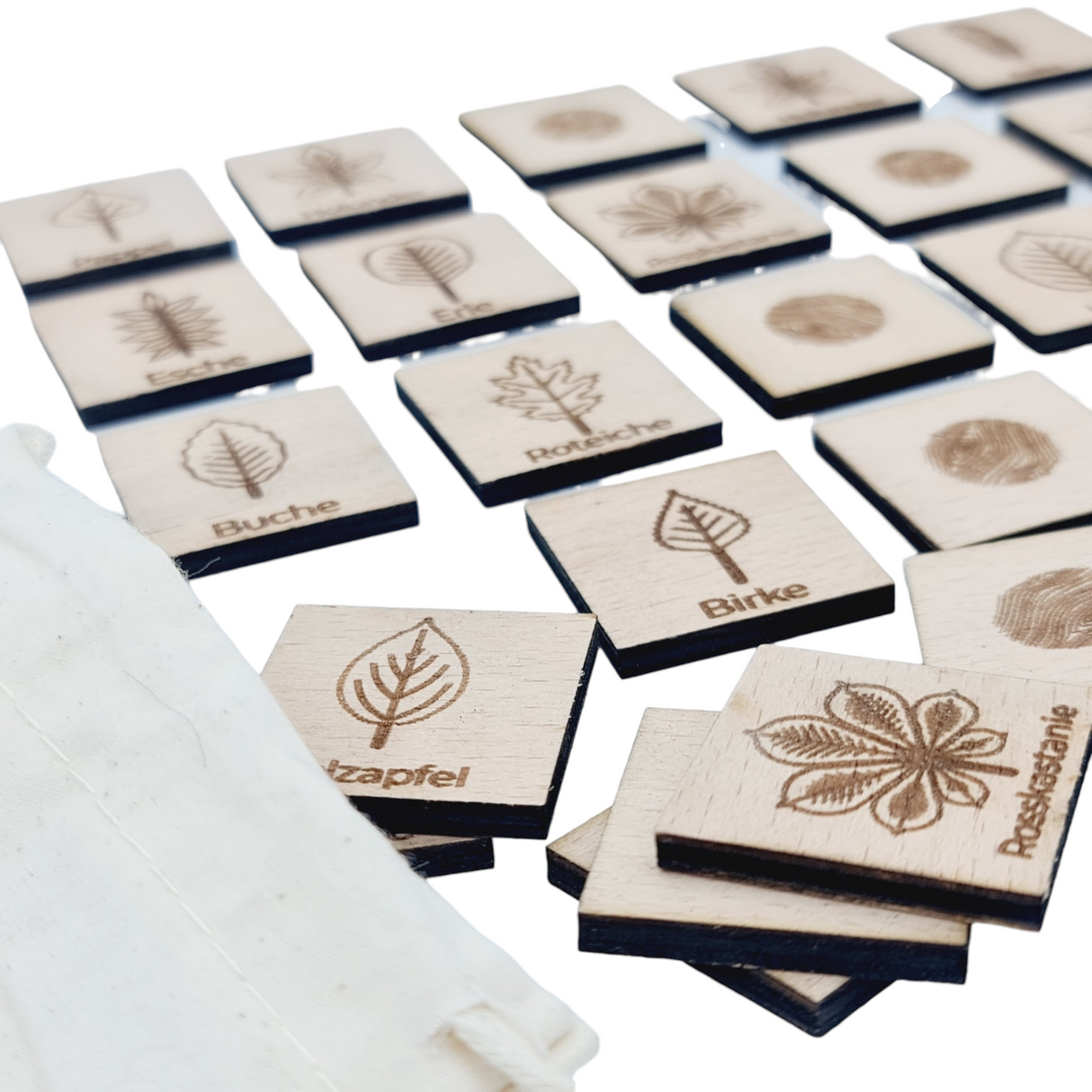 Memoriespiel zum Lernen von Baumblättern für Kinder aus holz