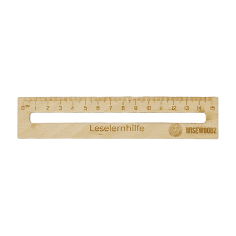 Nachhaltiges Holzlineal mit Lesehilfe